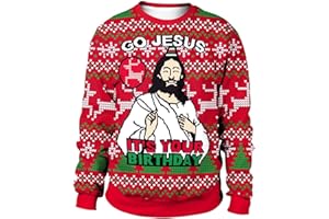 Jarseila Pulls de Noël Femme Moche Sweat de Noël Jumper Manches Longues T-Shirt Famille Pull Tops Xmas Père Noël Renne Flocon de Neige