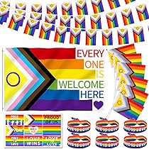 IZoeL Pride Accessories Pride Flags On Sticks Pride Bracelet Pride Badge Pride Tattoos Progress Pride Flag Pride Wristbands Pride Pin Lgbtq Rainbow Accessories Support For The Lgbtq Community