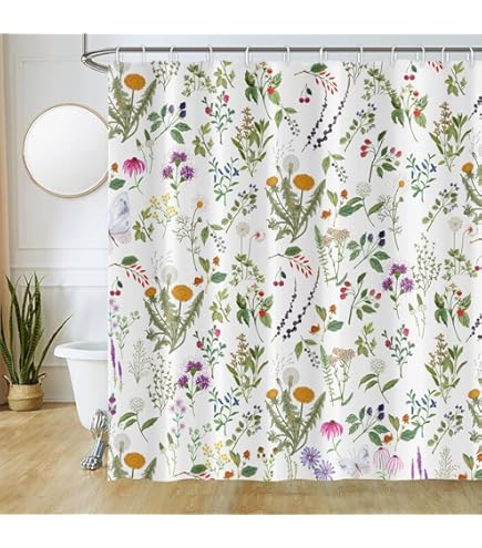 Rideau De Douche Coloré Fleur Printemps Aquarelle Plante
