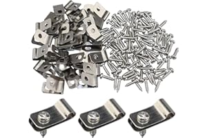 GUANICI 100 Pcs Stainless Steel Wire Clips with Screws Fence Clips Agricultural Fencing Mounting Clips Fence Clips for Panels for Attaching Wire Mesh and Cables to Wooden Posts and Walls
