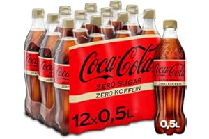 ‎COCA-COLA Coca-Cola Zero Sugar Zero Koffein - prickelndes Erfrischungsgetränk mit originalem Coke-Geschmack - ohne Zucker und ohne Kalorien - koffeinfreier Softdrink in Einweg Flaschen (12 x 500 ml)