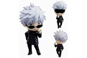 Puruuige Satoru Gojo Figur Q Version Clayman Figur, 10,2 cm Satoru Gojo Figur PVC wechselbares Gesicht bewegliche Figur Statue Ornamente