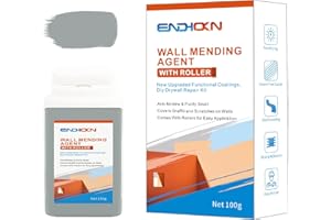 Wall Mending Agent With Roller 100g, Endhokn Wall Repair Kit Waterproof, Quick Drying Wall Repair Paste, Graffiti, Scratches, Stains, Cracks, Peeling, Wall Repair Agent Kit (Light Grey)