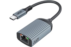 acer Przejściówka USB C na Ethernet, Przejściówka RJ45 na USB Type-C Ethernet bez sterowników, aluminiowa przejściówka LAN 1Gbps do MacBooka Pro/Air, iPada Pro, iPhone'a 16 Pro/Max, Dell XPS (Szara)