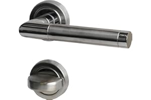 Alpertec 28020130AZ Edelstahl Türbeschlag WC 2farbig Rosetten für Badtüren Türklinke Türdrücker Türgriffe … für Badezimmertüren