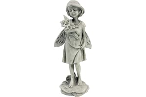 Design Toscano SH9403611 Statue de fée rose de jardin avec Fleurs Multicolore 7,5 x 10 x 24 cm