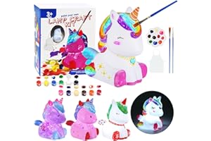 LEADSTAR Unicornios Kit de Pintura Lámpara Para Niñas Regalos Cumpleaños Niños 6-8-10-12 Años, Luz Nocturna de Unicornio 3D, Arte Kits Manualidades Niñas, Juegos y Juguetes de Pintura para Niños 4-12