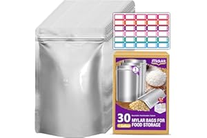 MIDUKIT 30PCS Mylar Bags Für Die Lagerung Von Lebensmitteln 1 Quart 15 x 22 cm 8.6Mil, Mylar Beutel Hitze Versiegelbar Wiederverschließbare, Hittebestendige, Ziplock