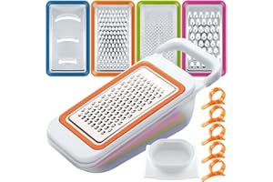 Ensemble de trancheurs à légume et à fruits avec écorces à l'orange, FineGood, 4 paquets, râpe à découper, hachoir multifonctionnel, spiralizer, découpeur