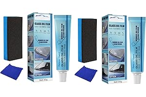 MGICHOOM 2pcs Glass Sparkle Car Glass Cleaner,Car Glass Oil Film Cleaner,Glass Oil Film Remover-Glass Film Removal Cream With Sponge Easy To Use Car Windshield Oil Film Removing Paste Long Term Protection