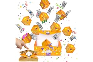LEEWENYAN Surprise Gift Box Explosion for Money, Pop Up Explosion Box, Happy Birthday Money Box for Cash Gift, Folding Bouncing Gift Box for Valentine's Day Wedding Anniversary Party