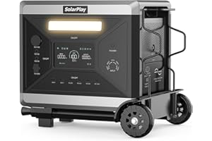 SOLARPLAY Station électrique Portable Générateur Solaire， avec 12 connecteurs de Sortie, LiFePO4, UPS, pour Camping, pannes de Courant avec 5 Ans de Garantie (Q2402M+Chariot)