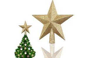 HONGECB Christbaumspitze Stern Verzierung, Weihnachtsbaumspitze Stern, Glitzernde Weihnachtsbaumspitze, Christbaumspitze Stern Für die Dekoration der Christbaumspitze (Gold)