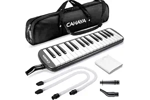Melódica CAHAYA, Piano de Viento con 32 Teclas, Incluye Tubo de Soplado, Boquilla y Bolsa de Transporte (Negro)