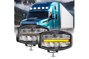 CO LIGHT Phare de Travail LED Tracteur 10 Pouces 75W 35000LM Spot Flood Combo Longue Portée Feux De Jour Ambre et Blanc IP68 12V/24V pour Camion Poids Lourd Tracteur 4x4 Quad Bateau ECE 1 pièce