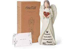 NINNSSOT 80th Birthday Gifts for Women, Happy 80th Birthday Decorations, Best Gifts for 80 Year Old Woman Moms Grandmother Friends, Elegant Angel Figurine for Home Party Decor