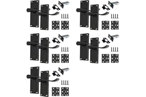 Haven Heritage Victorian Scroll Black Internal Door Handle Set – 5 Pairs | Matt Black Lever Handles for Latch, Lock & Bathroom Privacy | Traditional Style Door Hardware