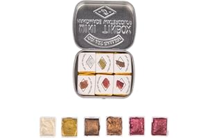 CSY art gallery Peintures à l'aquarelle d'artiste faites à la main - Paillettes métalliques - Boîtier en métal portable rétro - Couleur à l'eau solide professionnelle nacrée (Fairytale)