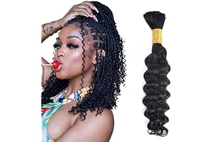 TRUMORE Human Braiding Hair for Boho Braids Human 50g 18 Inch Curly Boho Hair for Braiding Knotless 12A Deep Wave Bulk Bohemian 1 Bundles/Pack Natural Color