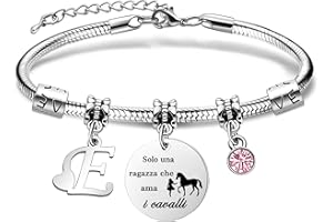 COEROW 26 Lettere Iniziali Braccialetti Di Cavallo"Solo Una Ragazza Che Ama i Cavallo"Braccialetto Di Cavallo Per Le Donne Ragazze
