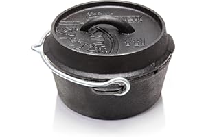 Petromax Cast Iron Dutch Oven, Round, Black, 1.7L
