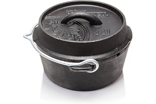 Petromax Faitout ft1 – Faitout hollandais avec fond plat pour tous les types de feux, barbecue à gaz, four, cuisinière à gaz et feu ouvert – Prêt à l'emploi sans cuisson – Marmite avec couvercle –