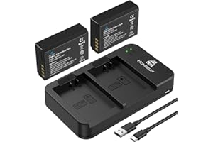 Homesuit LP-E10 Akku 1600mAh & Dual LED Ladegerät Kit für Canon EOS 1100D, EOS 1200D, EOS 1300D, EOS 2000D, EOS Rebel T3, T5, T6, T7, Kiss X50, Kiss X70 Kamera (2er-Pack)