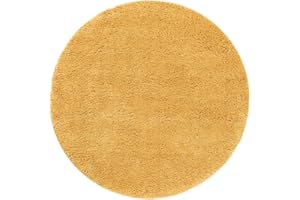 RugVista Comfy Tapis Tapis à Poils Longs/Shaggy, Ø 150 cm, Rond, Poil Moyen, Nettoyage à Sec, Chambre pour Jeunes et bébés, Pas de substances nocives, Jaune