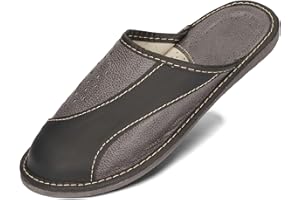 BeComfy Pantoufles pour Hommes Pantoufles en Cuir Naturel 40-46 EU