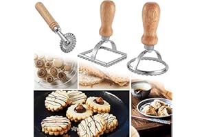 FGXY FGX Lot De 3 Emporte-Pièces Pour Raviolis, Carrés Et Cercle Avec Poignée En Bois Pour Ravioli, Coupe Ravioli Carrés, Ustensiles Cuisine, Pour La Fabrication De Ravioli, Moule à Pâtes Solides