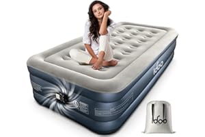 iDOO materac dmuchany, łóżko dmuchane z wbudowaną pompką, szybkie nadmuchiwanie i spuszczanie powietrza w ciągu 3 minut, idealny na kemping, urlop rodzinny, 190 x 100 x 46 cm, maks. 250 kg, pojedynczy