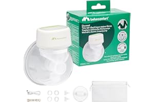 Bebeconfort Discreet Tiralatte Elettrico Indossabile, Tiralatte Portatile Elettrico, 3 Modalità, 15 Intensità, Batteria a Lunga Durata, Contenitore Grande da 210 ML