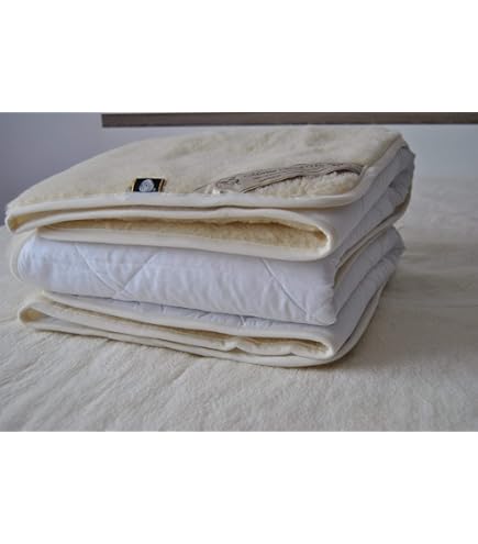 100% Merino Lambswool Mattress Topper, Super King Underbed 180 X 200 Cm, Cream Ecru