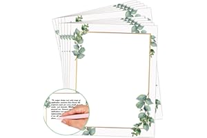 REMERABEL 50 Pcs Greenery Letterhead Paper Indie Eucalyptus Leaf Morning Mist Letterhead Leaf Theme Wedding Elegant Writing Paper Stationery Great Occasion Celebration Green Leaf Printed Sheets