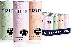 TRIP CBD Drink, Sparkling Mixed Pack Fizzy Drink, Low Calorie, Vegan (Pack of 24 x 250ml)