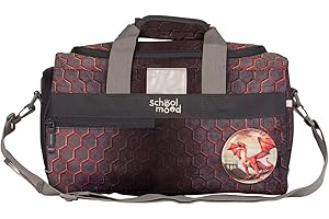 School-Mood Sporttasche für die Grundschule - Geräumig, mit Nassfach, Reißverschluss, abnehmbarem Schultergurt & reflektierenden Flächen, Trainingstasche & Freizeittasche (Mika Drache)