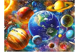 DAERLE DIY pintura diamante Universo de colores, Bricolaje Diamond Painting Kit completo Planeta, Diamante Bordado Pinturas Artes kit de punto de cruz para decoración de la pared del hogar 40x30cm