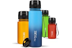 720°DGREE Trinkflasche Kinder 500ml “uberBottle“ softTouch +Sieb - Auslaufsicher, BPA-Frei - Flasche für Schule, Sport, Fitness - Wasserflasche aus Tritan - Schmal, Leicht, Stoßfest, Wiederverwendbar