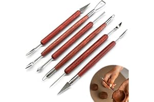 JOYVOX 6-Piece Clay Sculpting Tools Set, Pottery Air Dry Clay Tool Sculpting Set, Double-Sided, Metal & Wood, for Pottery and Art Crafts, Versatile & Durable