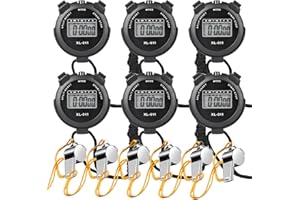 VEGENA Chronomètre Numérique,6 Pièces Multifonction Chronomètre De SPOR,Chronomètre Multifonction avec 6 Sifflet,Chronomètres De Sport Numériques pour Sport,Natation,Course(Noir)