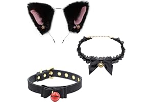 LaVenty Collar Necklace Lolita Bow Collar Cat Kitty Velvet Necklace Cat Kitty Headband Sexy Cat Outfit