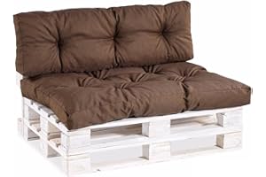 Gutekissen® Poduszki na palety pikowane Poduszki ogrodowe PPI (Set (Siedzisko 120x80 +Oparcie 120x40), Brązowy)