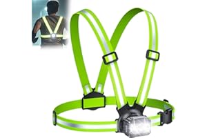 Rolgno Luz Running, 500LM Linterna LED para Correr de Noche con Correas Dobles Reflectantes 360°, 7 Modos & 45° Ajustable, 3.5-20H Tiempo de Uso, Impermeable IPX4 Accesorios para Frontal para Ciclismo