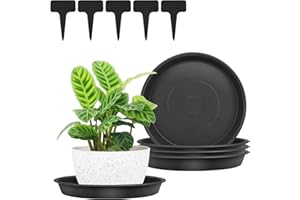 FANWINKJ 5pcs Plant Saucers, Plant Pot Saucers, Plastic Plant Saucer, Garden Saucers Trays, Round Plant Trays for Indoor/Outdoor Prevent Water Leakage(Black,19cm)