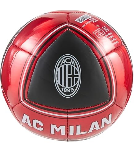 Ballon A.C. Milan Bio Mondo Toys – Taille 5, Rouge/noir – 50% Végétal, Recyclable, Certifié TUV – Pour Enfant 3-15 Ans