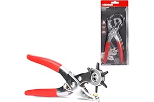 DEKTON Revolving Punch Pliers - Heavy Duty Multi-Function Hole Punch Tool for Leather, Plastic, and Paper - Adjustable 6 Interchangeable Punch Sizes, Comfortable Ergonomic Grip