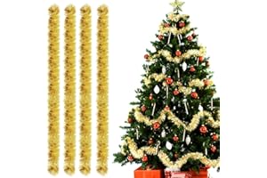 Bluelves Guirlande de Noel , 4pcs Guirlandes Tinsel , Guirlande Sapin 3m, Métallique Scintillantes pour Mariage Anniversaire Fête Murs Fenêtres Sapin Decoration Noël - Or