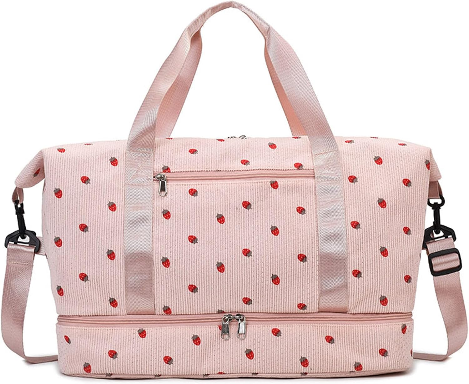 Bolsa de Deporte Mujer, Bolsas de Fin de Semana, Bolsa de Viaje con Compartimento Zapatos y Compartimento Mojado, 20-35L (Rosa)