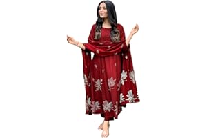 GoSriKi Damen-Kurta aus Rayon-Viskose, Anarkali, bedruckt, mit Hose und Dupatta