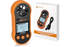 NEOTECK Windmesser Digital LCD-Display Windmesser, misst Geschwindigkeit, Thermometer mit Hintergrundbeleuchtung fürs Windsurfen / Drachenfliegen / Segeln / Surfen / Angeln